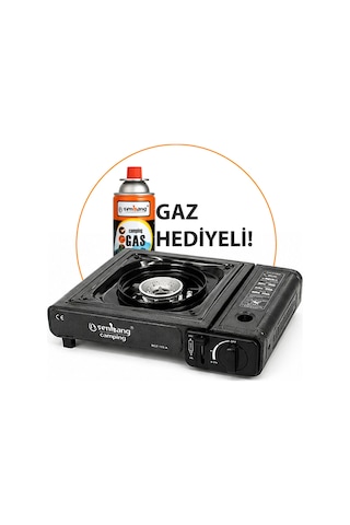 Tekli Portatif Kamp Ocak Gaz Stop Emniyetli 1 Adet 227 Kartuş Siyah