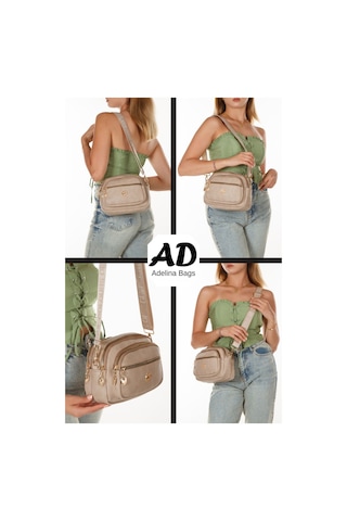 Kadın Çapraz Askılı Yumuşak Dokulu Günlük Omuz Çantası Vizon