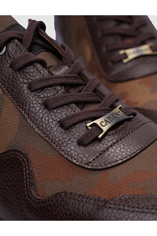 %100 Hakiki Deri Kahverengi Bağcıklı Kamuflaj Desenli Erkek Sneaker-kahverengi Kahverengi