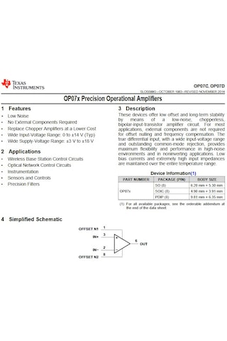 Op07cdr Precision Opamp