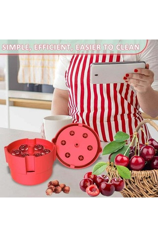 Dofolink 6 Lü Kiraz Çekirdek Kaldırıcı, Kolay Basma Mekanizması, Temiz Ve Dayanıklı Plastik Mutfak Aleti
