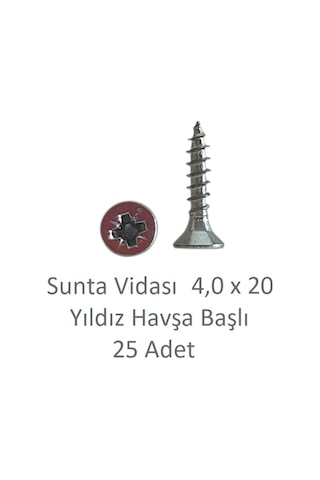 Adilon Sunta Vidası, 4,0 X 20 Mm, 25 Adet, Yhb Vida 4 x 20
