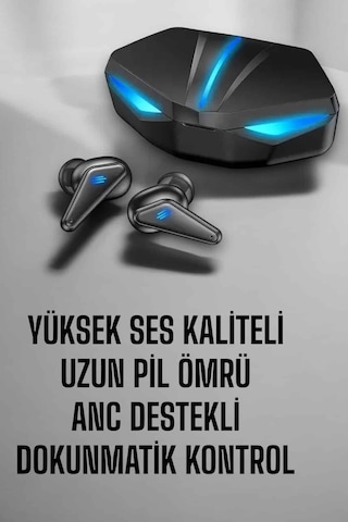 Bluetooth Oyuncu Kulaklığı Led Işıklı Kablosuz Anc Özelliği Kulak Içi