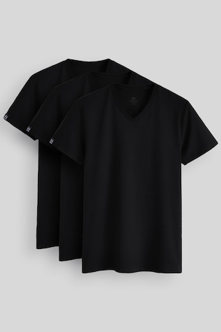 Standart Fit Basic V Yaka 3lü Paket Siyah Erkek T-shirt 87912 SIYAH