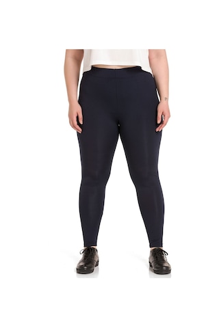 Büyük Beden Beli Lastikli Bilek Hizasında Lacivert Bayan Tayt