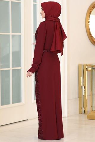 Esilanur Hürrem Tesettür Abiye Bordo Bordo
