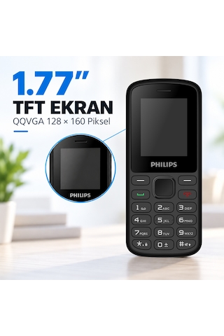 Philips E2101P Çift SIM Type-C 1.77" TFT Ekran FM Radyolu Tuşlu Cep Telefonu
