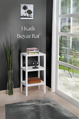 3 Katlı Beyaz Raf Kitaplık & Banyo Düzenleyicisi 73,5 Cm-brns0048 Çok Renkli