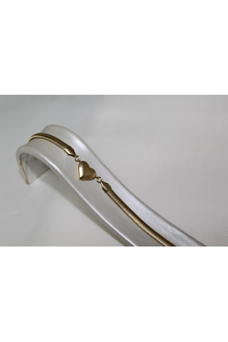 Kalp Detay Balık Sırtı Bileklik İtalyan Zincir Zarif Tasarım Gold Çelik Bilekik Kalpli Çelik Künye Gold