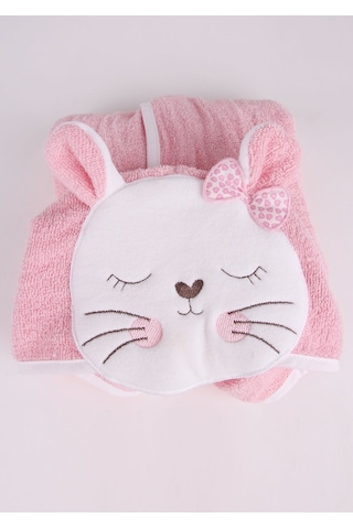 Baveno %100 Pamuklu Kedi Desenli Çocuk Bornozu Pembe
