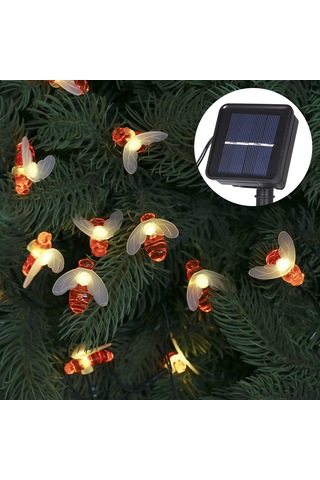 Dofolink Solar Arı Desenli Led Işık Zinciri 30 Led 6.3m 8 Işık Modu Ip44 Su Geçirmez Bahçe Dekorasyonu Turuncu