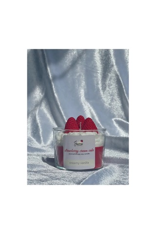 Strawberry Kırmızı Vanilya Kokulu Hediyelik Aromaterapi Mum Sevgiliye Tütsü Arınma Akış Kırmızı