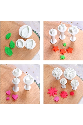 Qingmipy 33 Parça Gıda Kalitesi Plastik Pasta Bisküvi Kesici Seti - Gül, Kelebek, Ayçiçeği Desenli Fondant Ve Hamur Şekillendirici Araçları Çok Renkli