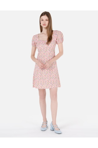 Colins Slim Fit Kadın Pembe Kısa Kol Elbise Cl1069057 Q1.v2 Pın Pembe