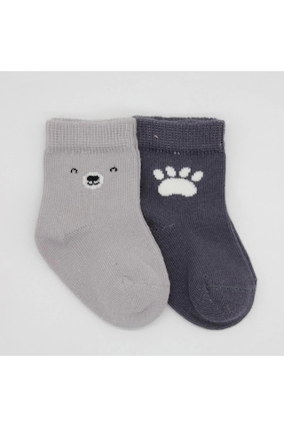 Bistyle Bear Penye Soket Çorap 2'li Bs10116 Gri Gri