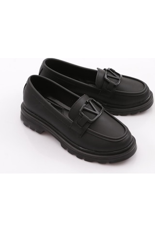 Dgn 2621153 Kadın Tokalı Loafer Ayakkabı Siyah