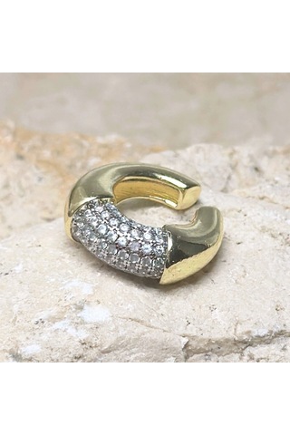 Vıp Yarım Taşlı Gold Earcuff Gold