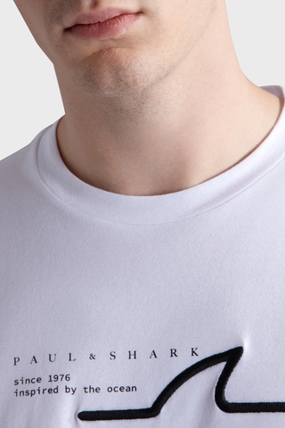 Paul & Shark Erkek T Shirt 24411053 010 Beyaz Beyaz