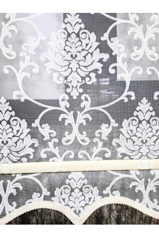 Bbb Simli Damask Desenli Çift Mekanizmalı Tül Stor Perde Ekru Mt1018s Ekru