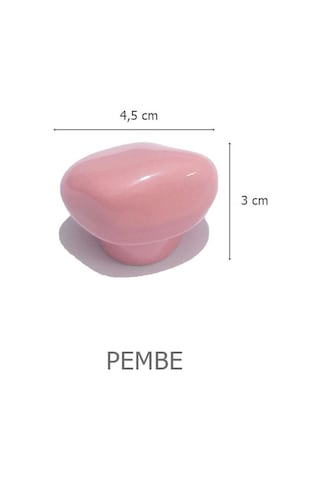5 Adet Porselen Pembe Taş Düğme Tek Vidalı Mobilya Dolap Kulp