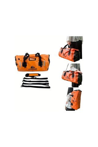 Motion003 Longhiker Motosiklet Koltuk Cantasi 48l Gri Su Gecirmez Kuru Sirt Cantasi Ayarlanabilir Askilar Scooter Kamp 48l Gri