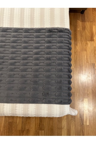 Modern Line Antrasit Peluş Yatak Ucu Runner