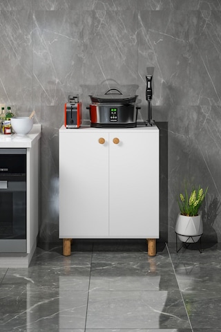 Bohem 2 Kapaklı 3 Raflı Çok Amaçlı Ayakkabılık, Erzak Dolabı - 2 / Beyaz Beyaz