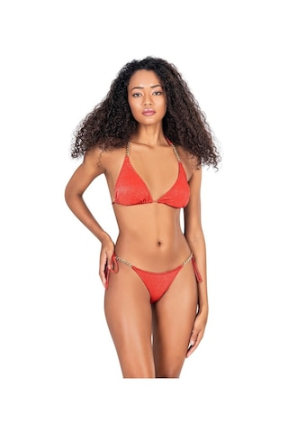 Endeep Kadın Zincir Aksesuarlı Üçgen Kırmızı Bikini Takımı