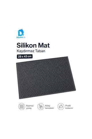 Silikon Kaydırmaz Bar Matı Bulaşık Kurutma Ve Tezgâh Altlığı 29x43 Cm Siyah