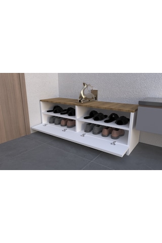 Modern Görünümlü Ayakkabılık Ahşap - Beyaz