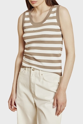 Brooks Brothers Çizgili Bisiklet Yaka Atlet Bayan Atlet Bbss26fkt010444 Bej-kırık Beyaz