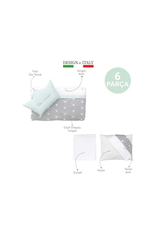Elelelife Letto 6 Parça Park Yatak Bebek Uyku Seti Mint