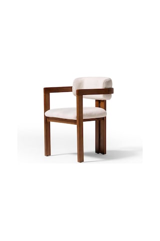Narvik İskandinav Still T Model Ahşap Sandalye Ceviz - Krem