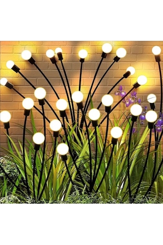 8 Ledli Güneş Enerjili 2 Modlu Sarı Işık Bahçe Aydınlatma Lambası Solar Bahçe Süsü Amber - Beyaz - Mavi
