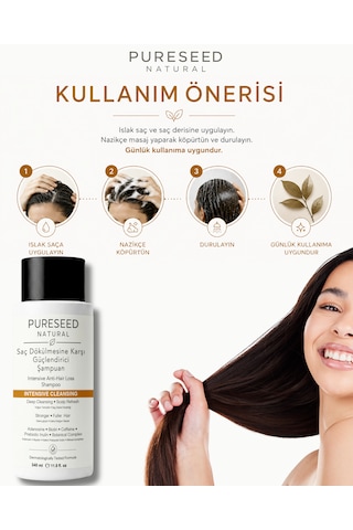 Pureseed Natural Saç Dökülmesine Karşı Güçlendirici Şampuan - Derinlemesine Bakım - 340 Ml