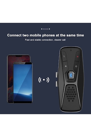 Novahub Tek Tuşla Çalışan Bt 5.0 Araba Hoparlörü - Eller Serbest Müzik Alıcılı Güneşlik Kiti T823, Siyah/beyaz