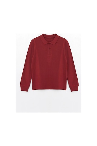 Waynap Unisex Uzun Kol Lakos Polo Yaka Okul Tshirt Bordo