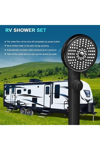 Lemestar Kamp Karavanı Duş Başkanı Siyah 5 Modlu Yüksek Basınçlı Su Tasarruflu Anahtar Ve Ayaklı Braketli