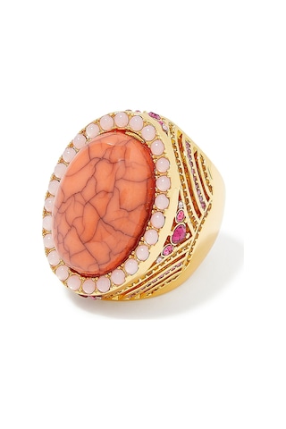 Xl Oval Cocktail Ring, Büyük Oval Taşlı Gösterişli Yüzük Turuncu