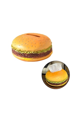 Ximistore9 Resin Hamburger Desenli Masaüstü Mendil Kutusu - Pratik Depolama, Kolay Takma, Ev Ofis Dekorasyonu