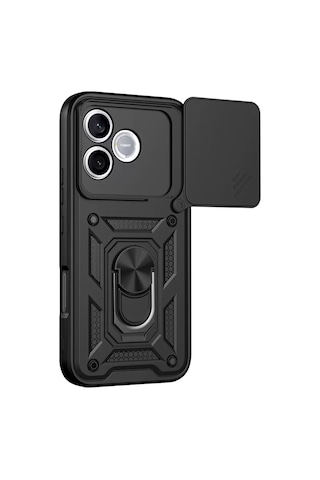 Newface Huawei Honor 600 Lite Pars Lens Yüzüklü Silikon - Siyah