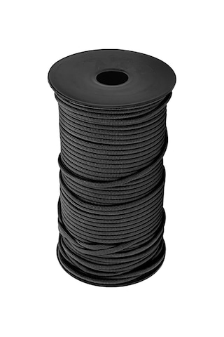 Geeroyoo 100 Metre Siyah Askeri Kalite 9 İplikli 4mm Poliester Tekerlekli İp - Dağcılık, Çadır Montajı, Kurtarma Ve Bağlama İçin Dayanıklı Ve Kuru Tabanlı Siyah