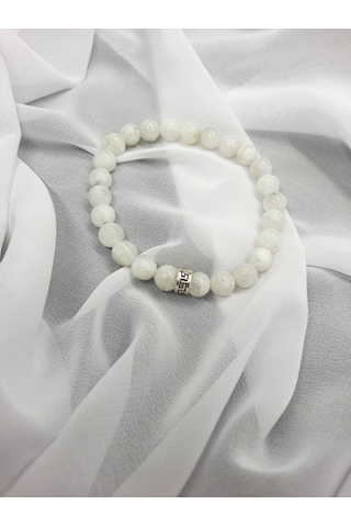 Lavinia-Atelier Ay Taşı Doğal Taş Bileklik Beyaz