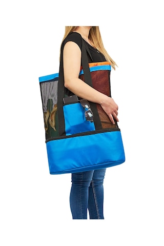 Plaj Çantası Soğuk Sıcak Tutucu Bölmeli Piknik Kamp Çantası Mavi