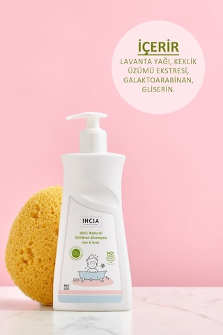 INCIA %100 Doğal Organik Sertifikalı Bebek ve Çocuk Jel Şampuanı Saç Vücut Lavanta Konak Önleyici 350 ml