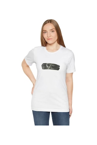 Pusula Sepeti Unisex Bisiklet Yaka Baskılı T-shirt - Beyaz Beyaz