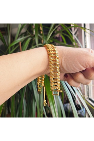 Slowshe-22k Altın Kaplama Halat Bileklik Gold
