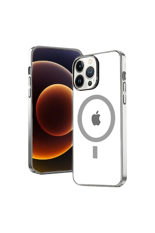 Ally İphone 13 Pro Max 6.7inç Magsafe Uyumlu Renkli Kenar Silikon Kılıf- 5775 Beyaz