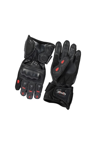 Motosiklet Kışlık Eldiven Deri Ve Cordura Kumaş Full Korumalı Deri Motor Eldiveni Siyah