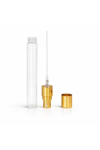 50 Adet Boş Cam Parfüm Şişe, 10 Ml, Vidalı, Şeffaf, Gold-silver Metal Valf Ve Kapaklı